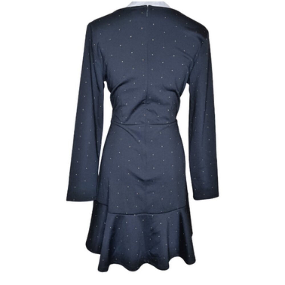 GAP Dark Coquette Polka Dot Fit & Flare Ruffle Dress Size 10 - Picture 4 of 12